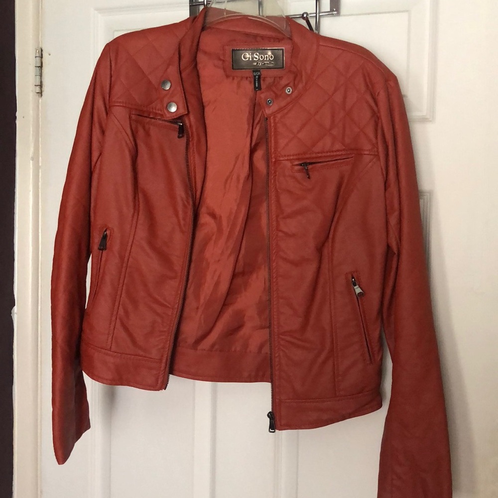 Burnt-orange leather jacket